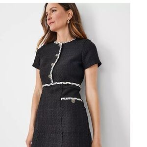 Tweed Button Pocket Sheath Dress - 4 petite